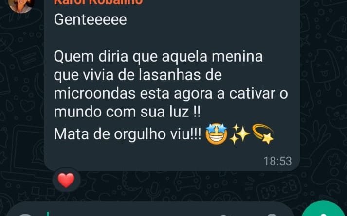 Mensagem de Karol Robalinho